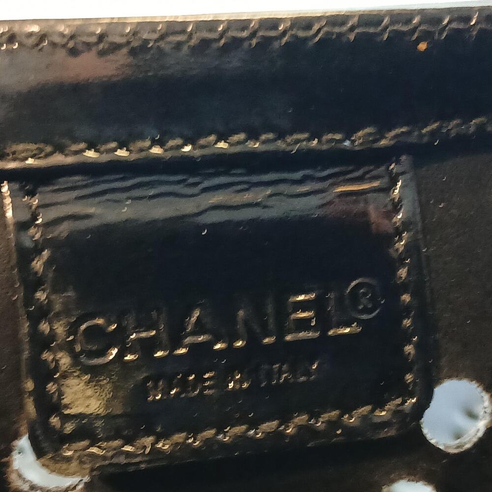 2PC Authentic CHANEL Vintage Black Patent Leather Perforated CC Tote Set $4,000 - Picture 2 of 12